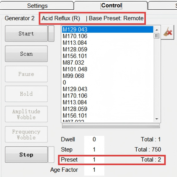 Champs Preset# et Total#