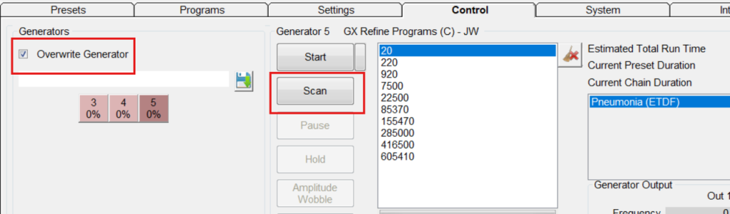 Résultats du scan Refine Programs