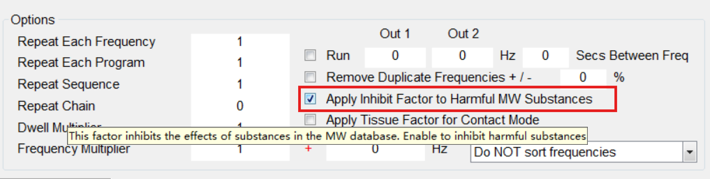 Apply Inhibit Factor to Harmful MW Substances